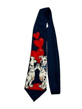 NEW Vintage Disney 101 Dalmatians Love Game Valentines Tie Men Navy Blue Classic